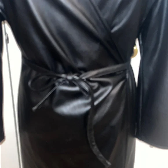 Proenza Schouler Black Faux Leather Long Sleeve Dress - Picture 3 of 5